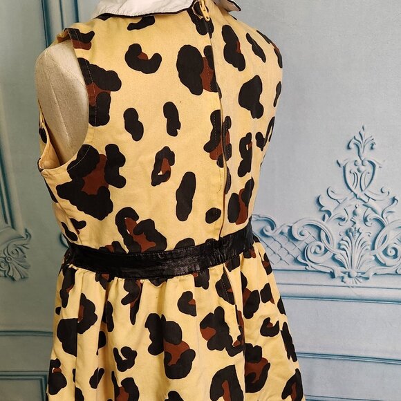 Girls Harajuku Mini Leopard Print Dress with Pink Accent, Size Kids L (10/12) - Picture 2 of 5